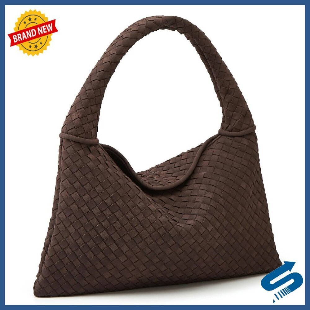 Slouchy Woven Suede Hobo Bag Crossbody Shoulder Tote Purse